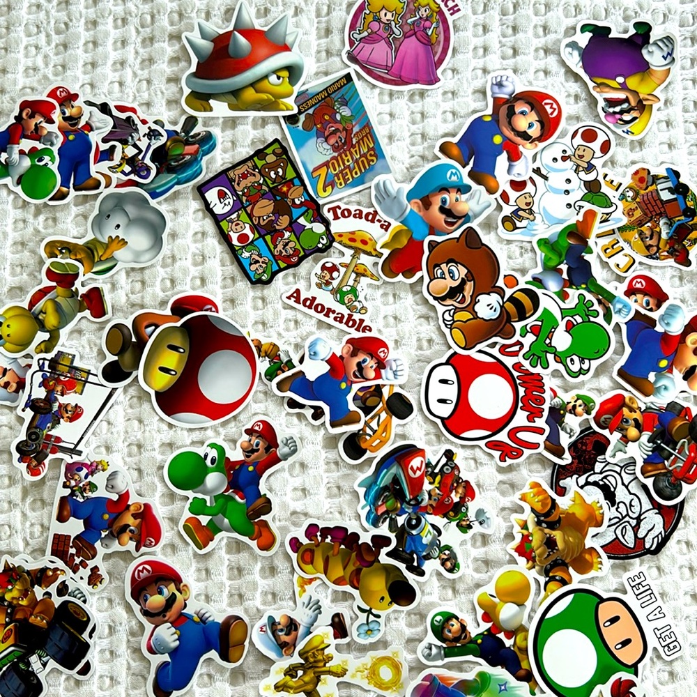 Assorted Mario & Luigi stickers